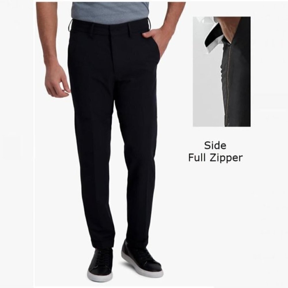 Kenneth Cole Black Straight Flat Front Leg Pants